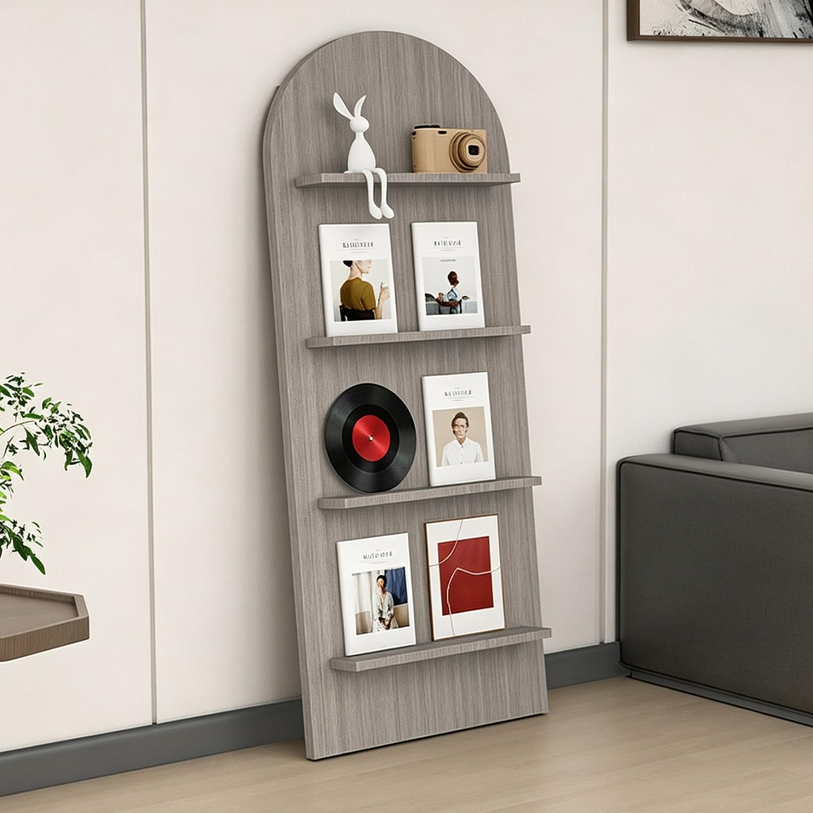 TRAGLO Wall Record Storage Magazine Rack 4 Tier Floor Standing Bookshelf