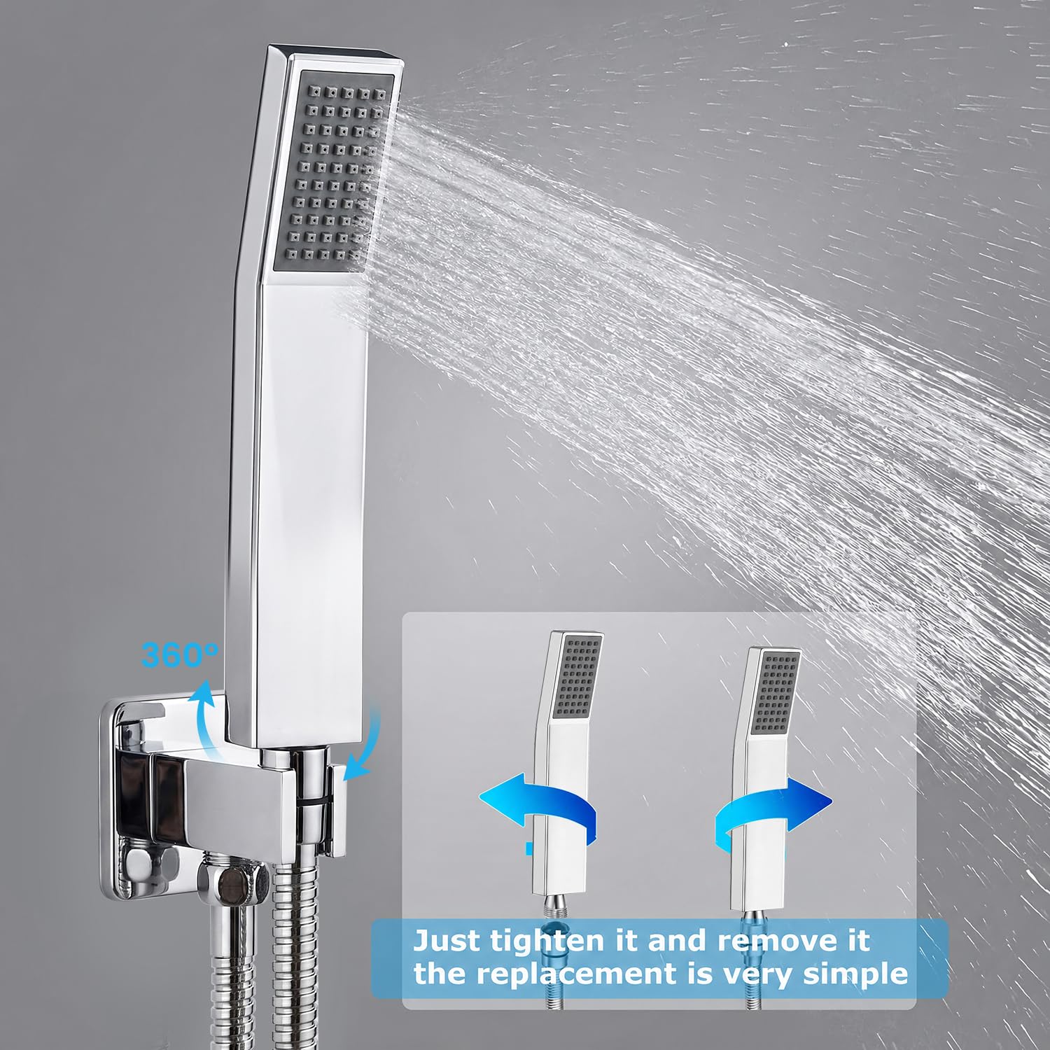 Colonne de Douche Encastrée, Ensemble de Douche Encastré, Chromé | Kit Douche Encastrable avec Tête de Douche Carrée 25x25cm- Laiton & Acier Inoxydable