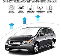 Vista 2 de D-Lumina - Parasol plegable para parabrisas para Honda Odyssey Mini Van 2011-2017, accesorios para ventana delantera, protector de visera de sol