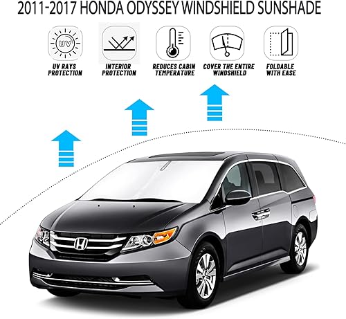 Miniatura 2 de D-Lumina - Parasol plegable para parabrisas para Honda Odyssey Mini Van 2011-2017, accesorios para ventana delantera, protector de visera de sol,