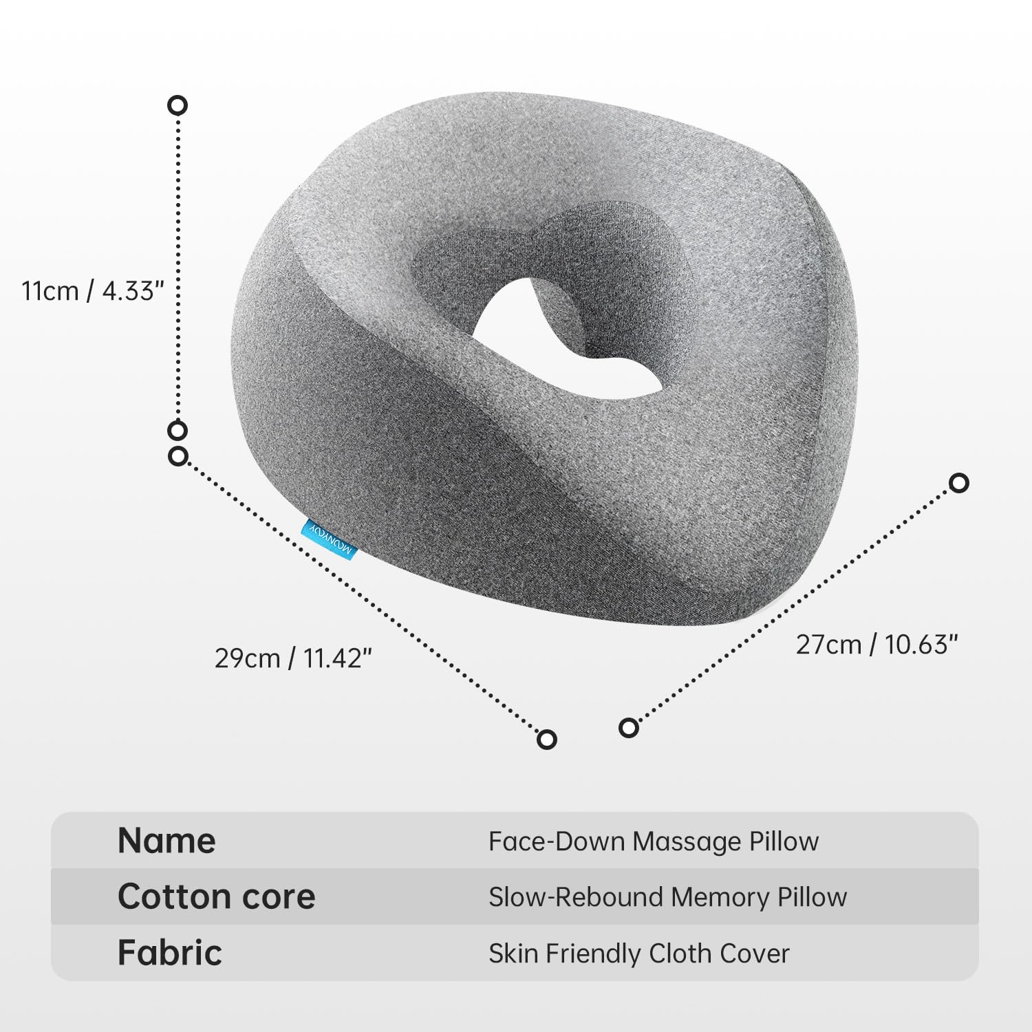 MOONYOOY Face Down Pillow with Face Cradle Pad, Massage Headrest for Bed, BBL Pillow After Surgery Post Eye Surgery Vitrectomy Recovery - Comfortable Support for Faster Healing & Pain Relief