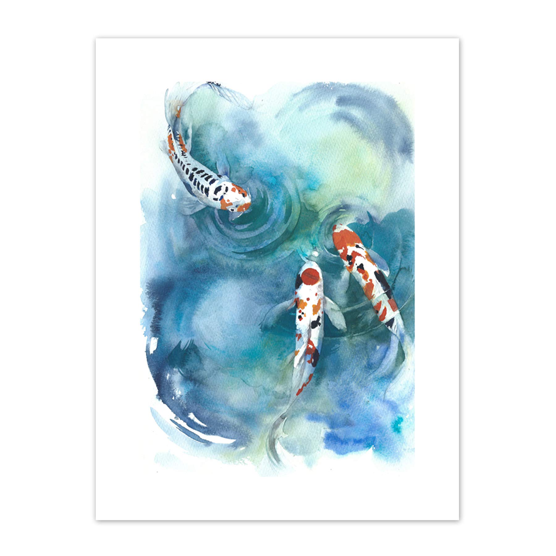 Wee Blue Coo Japanese Koi Fish Near Surface Art Print Canvas Premium Wall Decor Poster