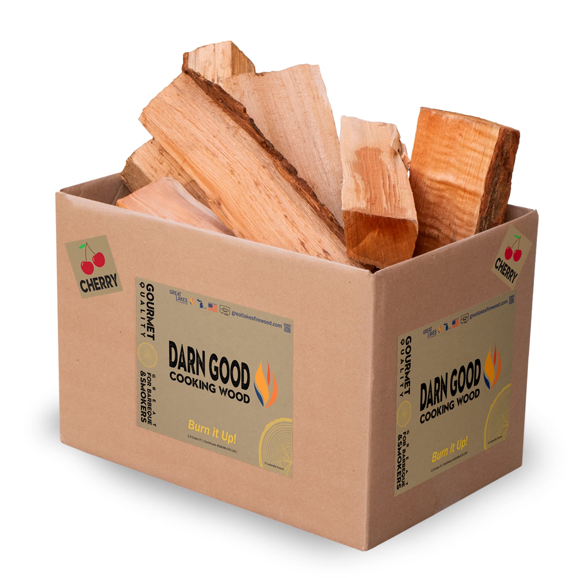 Amazon.com : Great Lakes Cooking Wood USDA Certified Premium Cooking Wood  Logs | 12”x12”x18”,40-45 lb Kiln Dried Firewood Box | Bug, Parasite u0026 Mold  Free-Ideal for Camping, Pizza Ovens, Firepit u0026 Grilling(Cherry) :