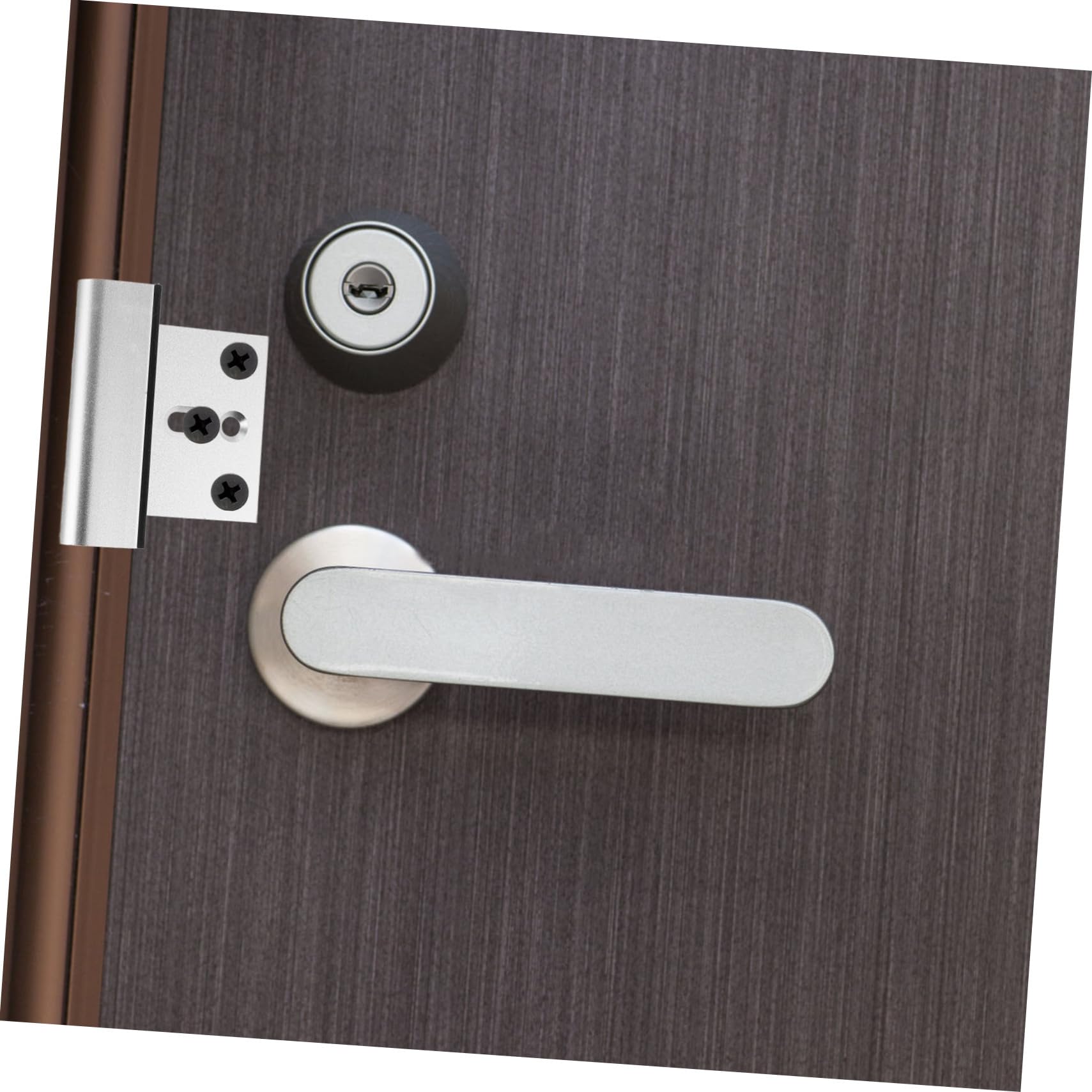 Lurrose Serratura 2 Pezzi per Porta Interna di Sicurezza Bloccaporta Rinforzato in Metallo Argento Installazione Fai-da-te per Casa, Ufficio e Stanza