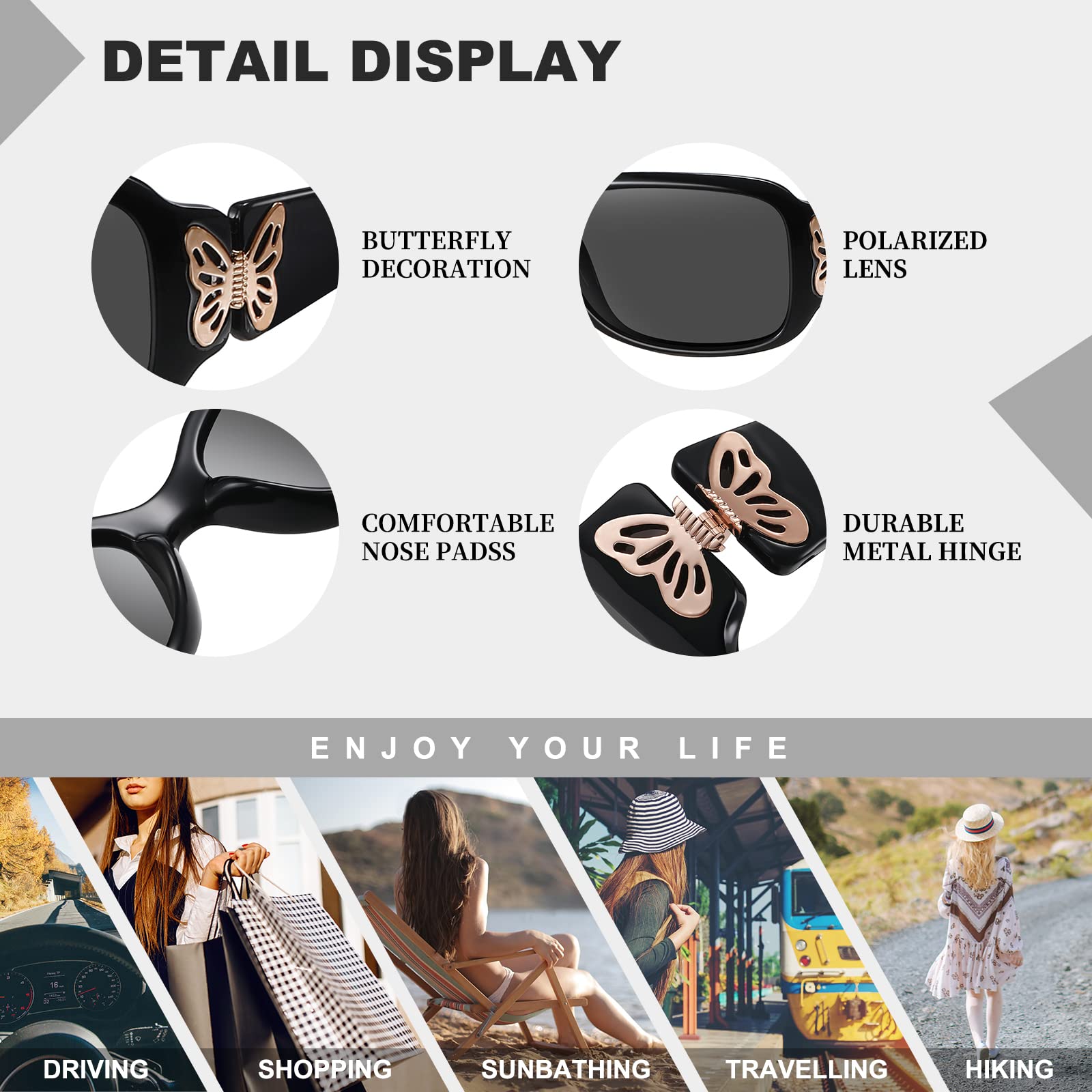 HAOLOTA Polarisierte Damen-Sonnenbrille – modisches Schmetterlings-Design mit UV400-Schutz