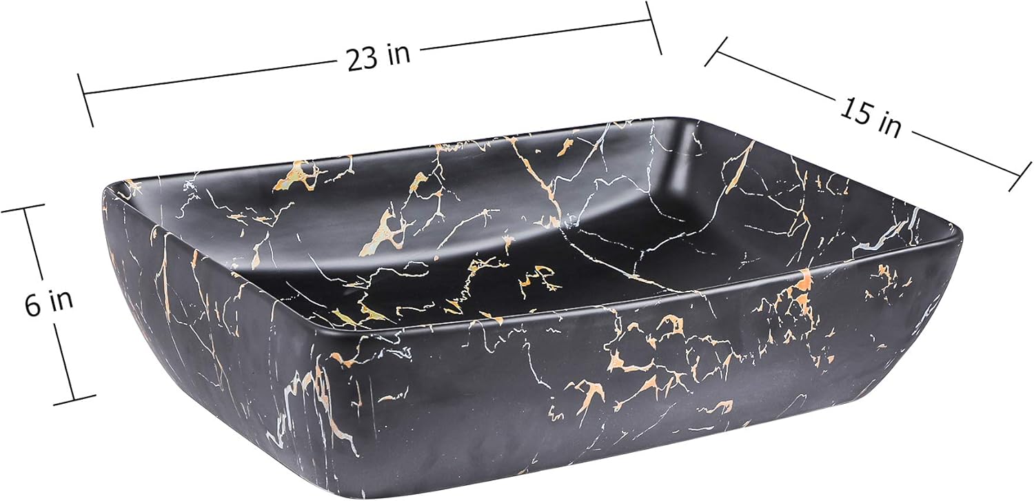 Flash Deals - 70% OFF Rectangle Marble Black Vessel Sink - Logmey 23x15 Rectangle Ceramic Countertop Bathroom Sink Modern Black and Yellow Marble Pattern Porcelain Vanity Sink Lavatory Art Basin Up To 40% OFF Rectangle Marble Black Vessel Sink - Logmey 23x15 Rectangle Ceramic Countertop Bathroom Sink Modern Black and Yellow Marble Pattern Porcelain Vanity Sink Lavatory Art Basin