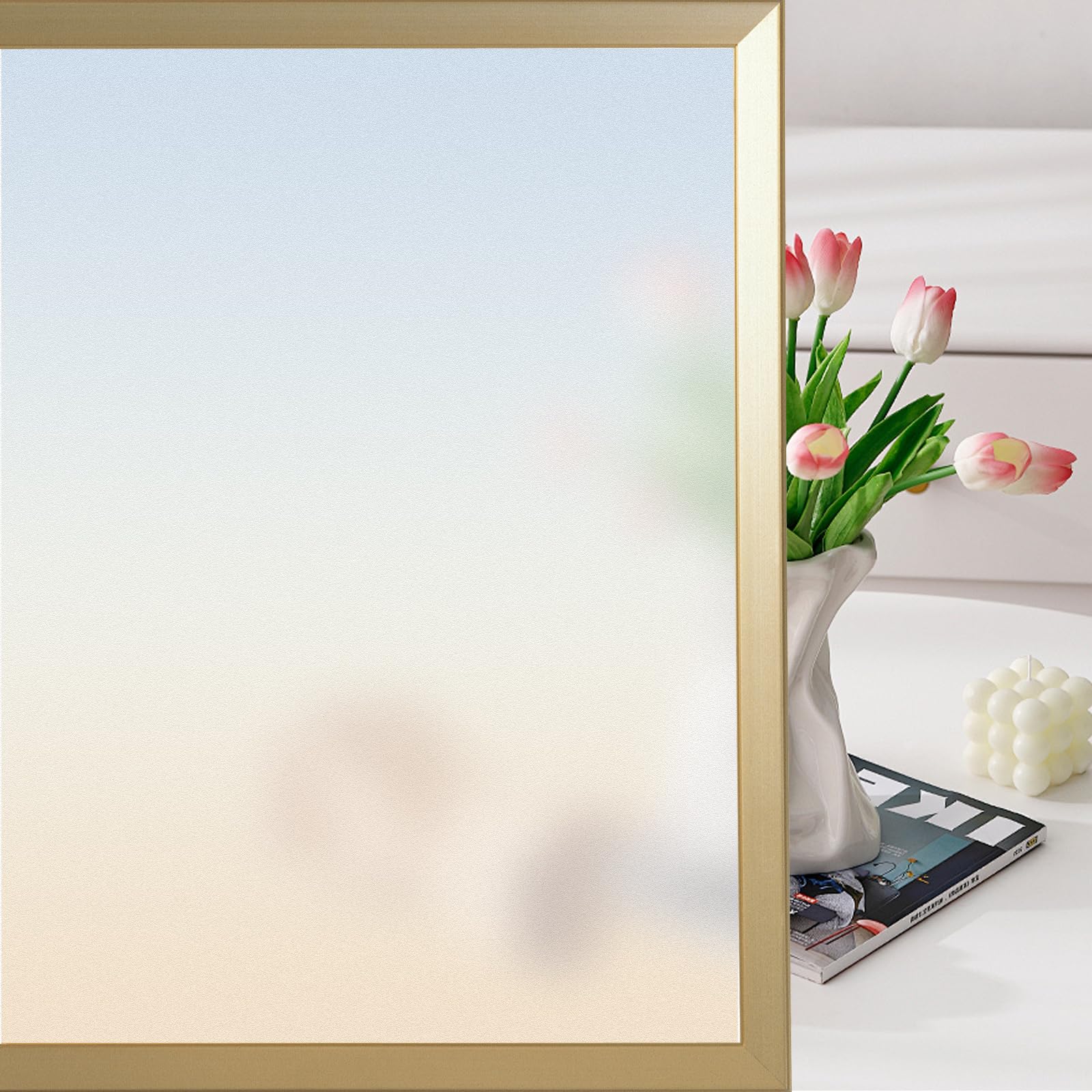 FXCIST Frosted Privacy Glass Window Film 60 x 300 cm Opaque Privacy Window Sticker Door Cover Anti-UV Static for Office Bathroom Home