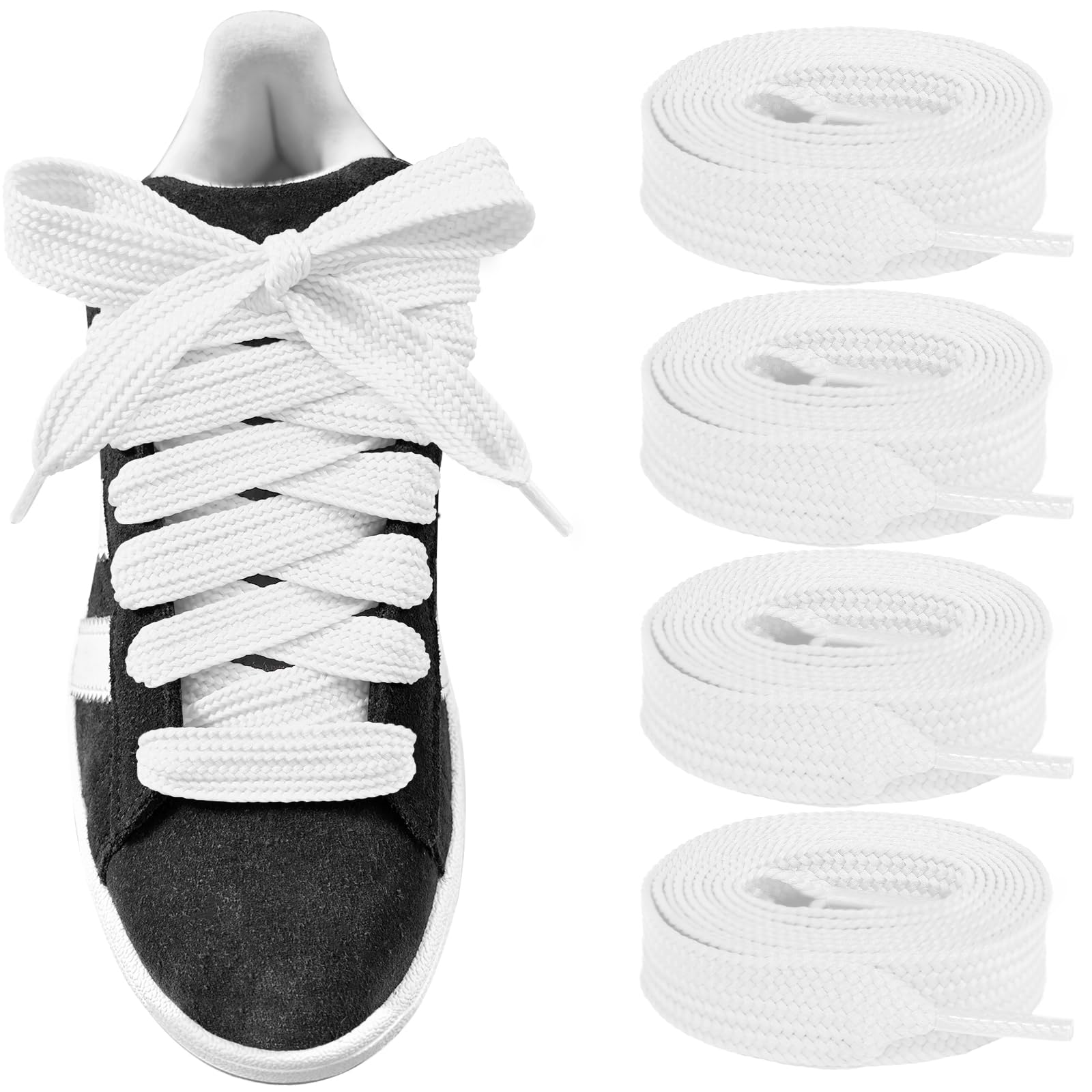 2 Pairs 16MM Fat Shoe Laces for Sneakers, 5/8" Wide Thick Jumbo Chunky Shoelaces Replacement Strings