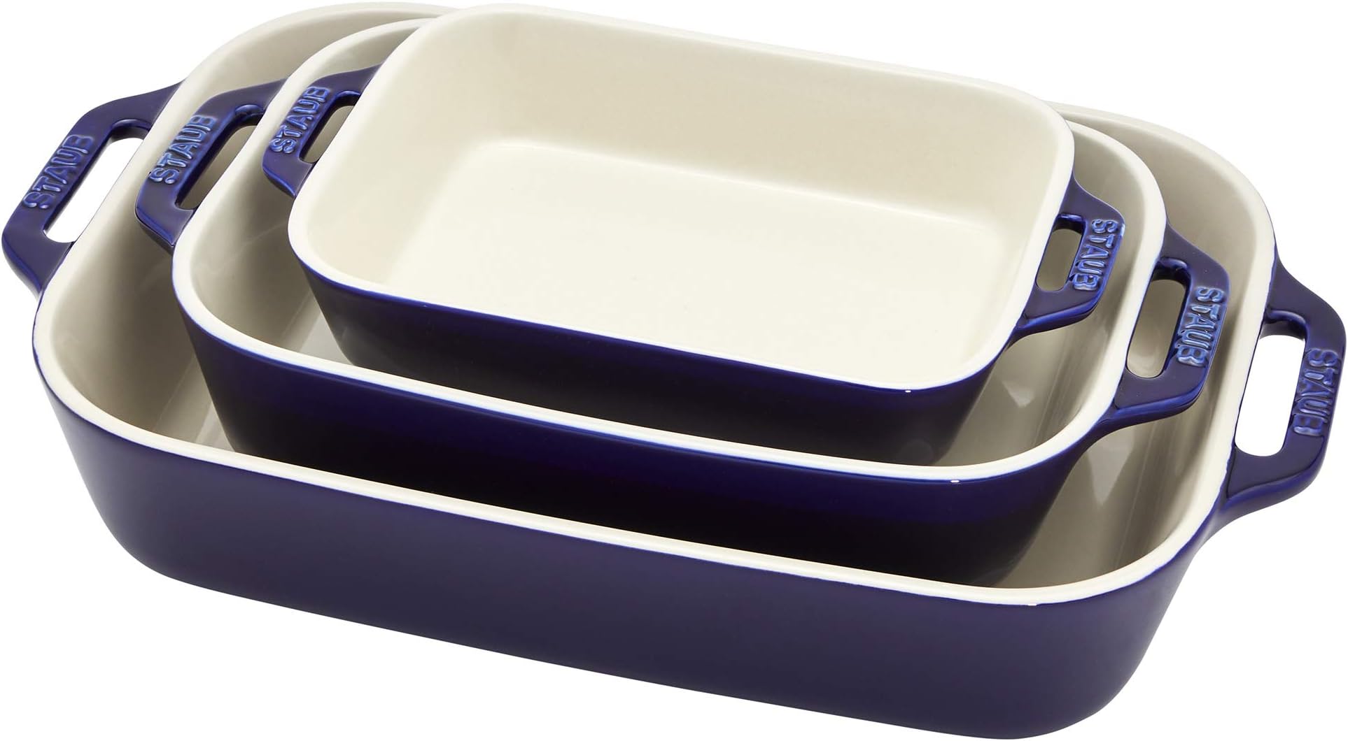 Ceramic Baking Dish Set, 3pc, Dark Blue