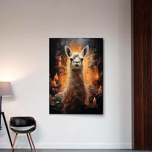 Miniatura 5 de Alpaca Llama Animal Print Portrait Framed Canvas Wall Art