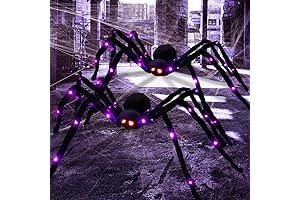Realistic Giant Halloween Spider Decorations with Flashing Lights