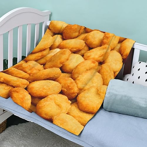 Miniatura 6 de Manta de Felpa de Nugget de Pollo Regalos Novedosos Divertida Manta de Comida de Forro Polar Edredón de Aire Acondicionado, 30"X40" para Bebé y