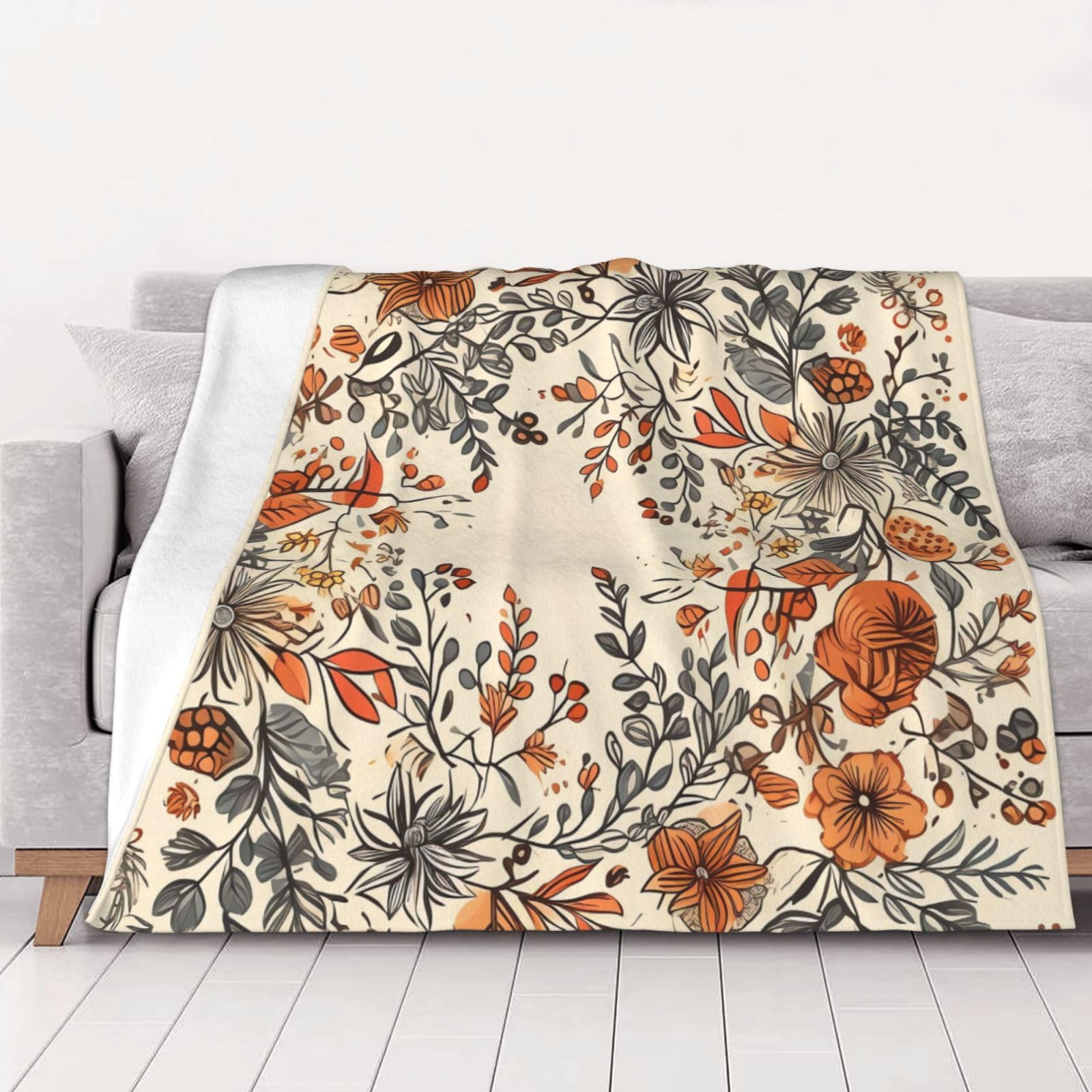Couverture flanelle florale 152x203 cm chaude pour lit et canapé