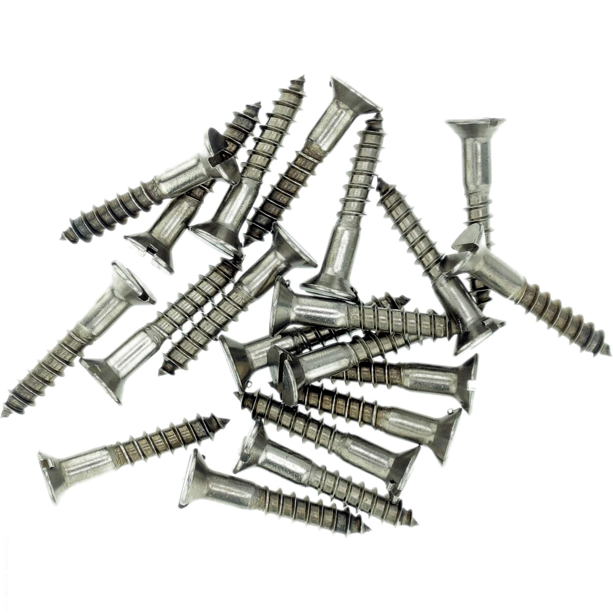 Singularity Supplies No.9 X 0.63 (4.5Mm X 16Mm) Slot Countersunk Wood Screw - Stainless Steel (A2) (Pack Of 20)