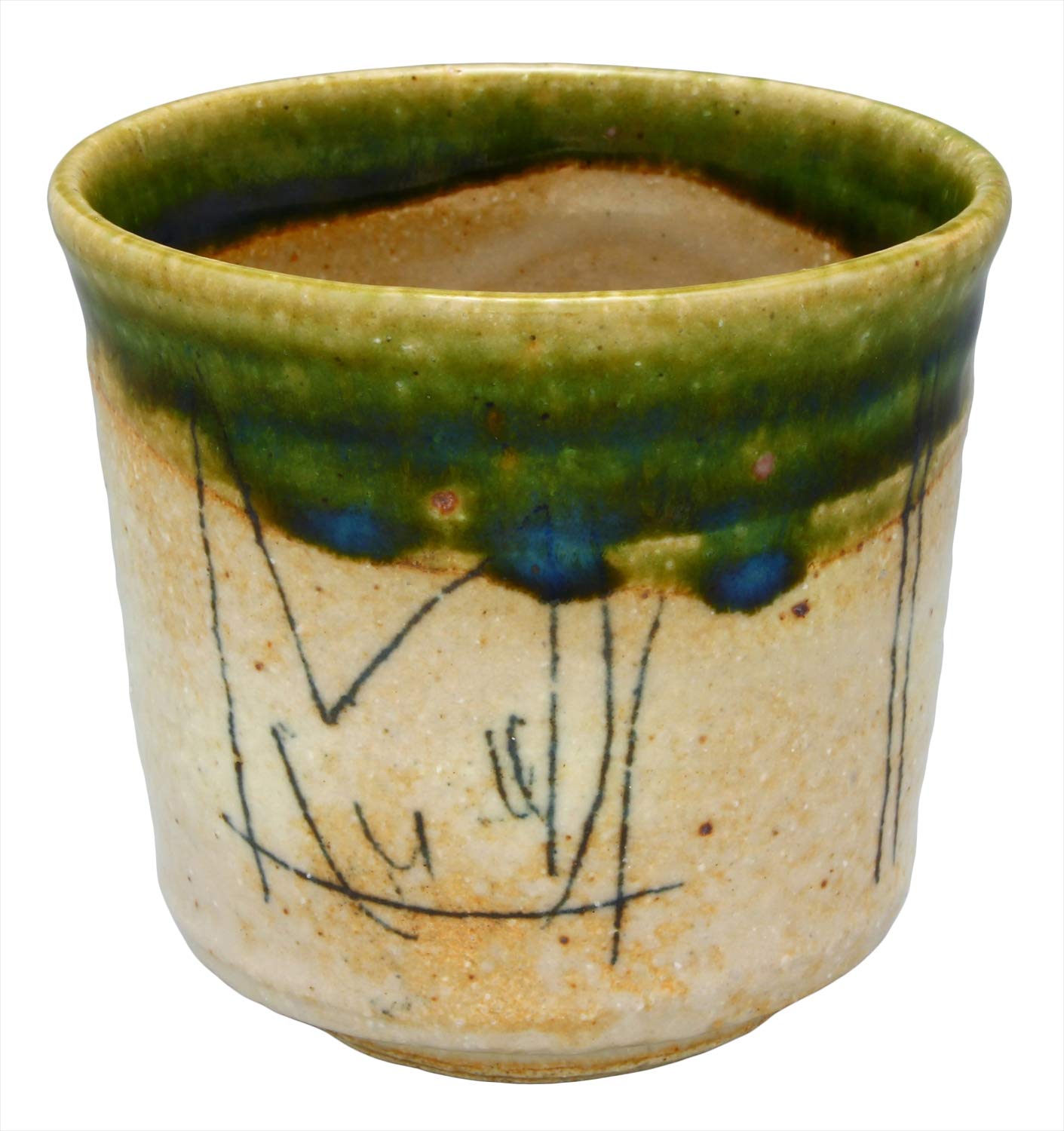 Amazon｜うつわ魯庵 湯呑み 織部線刻文 200ml 美濃焼 工藤工