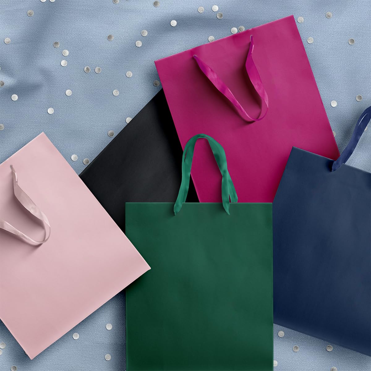 PAW Gift Bags - 20 x 25 x 10 cm, Pack of 10 with Fabric Handles, Monocolor Mix Dark Medium, 20x25x10cm - Image 2