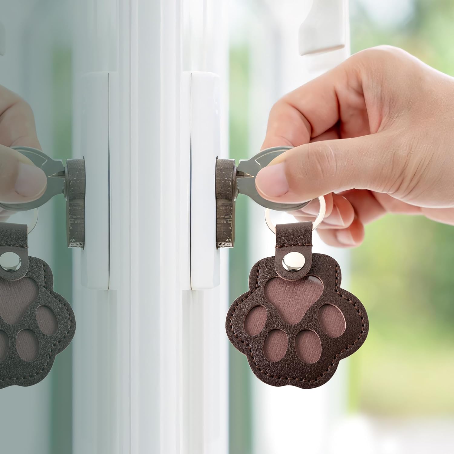Paw Shaped Leather Keychain for Pet Hair - Handmade Pet Hair Collector Keyring, Memorial Fur Keepsake Locket Gift thumbnail