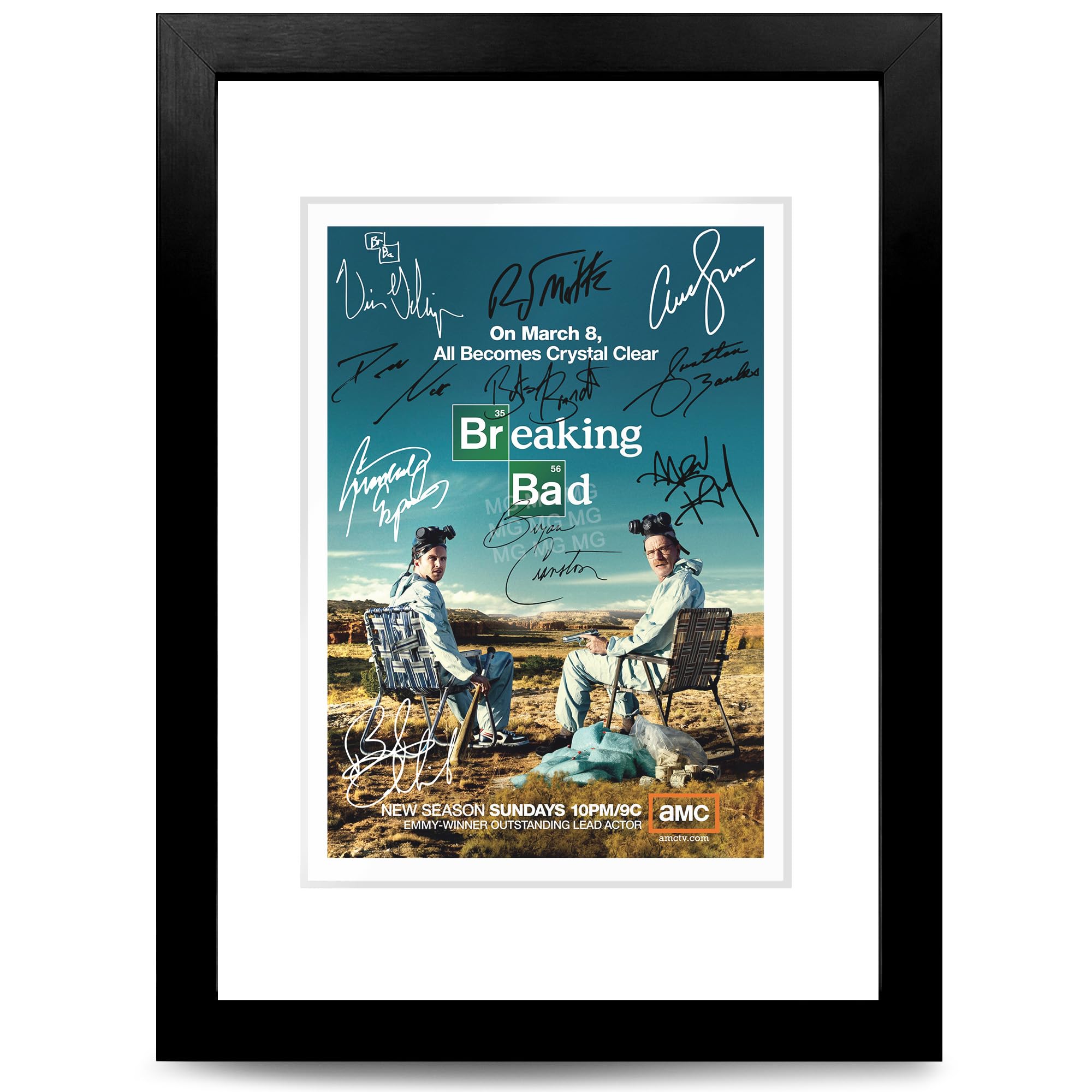 Breaking Bad Full Cast Signed Autograph Signature A4 Poster Photo Print Photograph Picture TV Show Series Season DVD Boxset Present Gift Bryan Cranston (Breaking Bad, A4 Black Framed & Mounted)