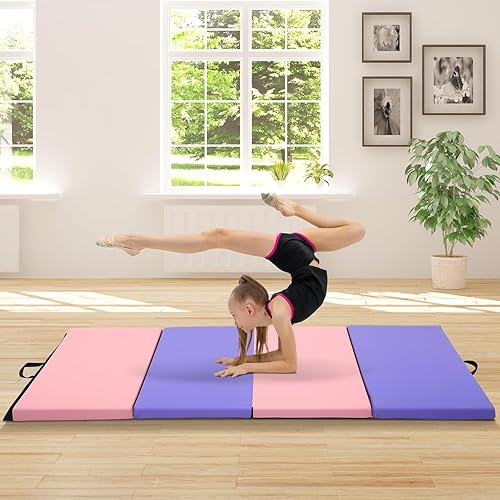 Payhere Tapete grueso de gimnasia de 4 x 8 x 2 pulgadas, extra grueso, de alta densidad, antidesgarros, plegable, para el hogar, tapete de gimnasio