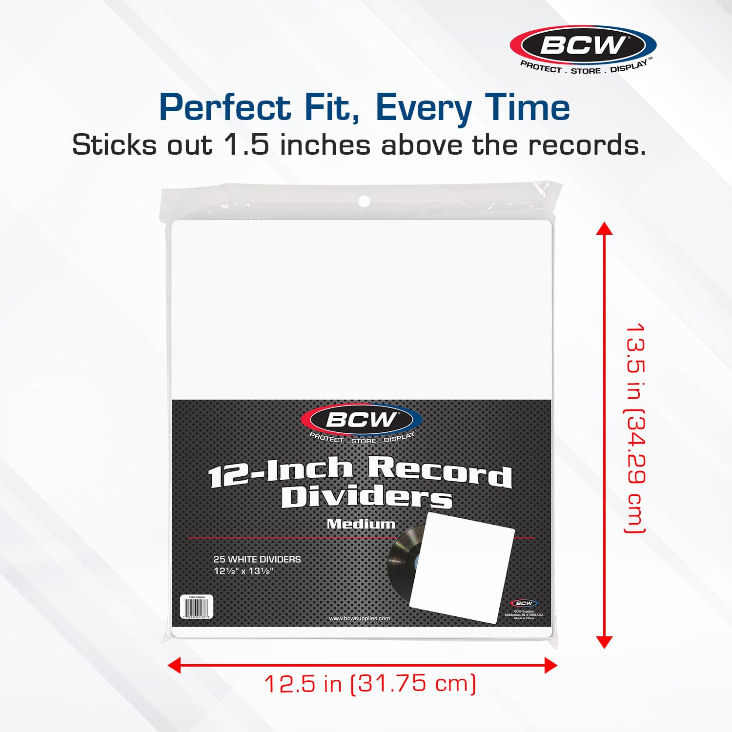 BCW 25CT 30cm RECORD DIVIDERS - MEDIUM - WHITE