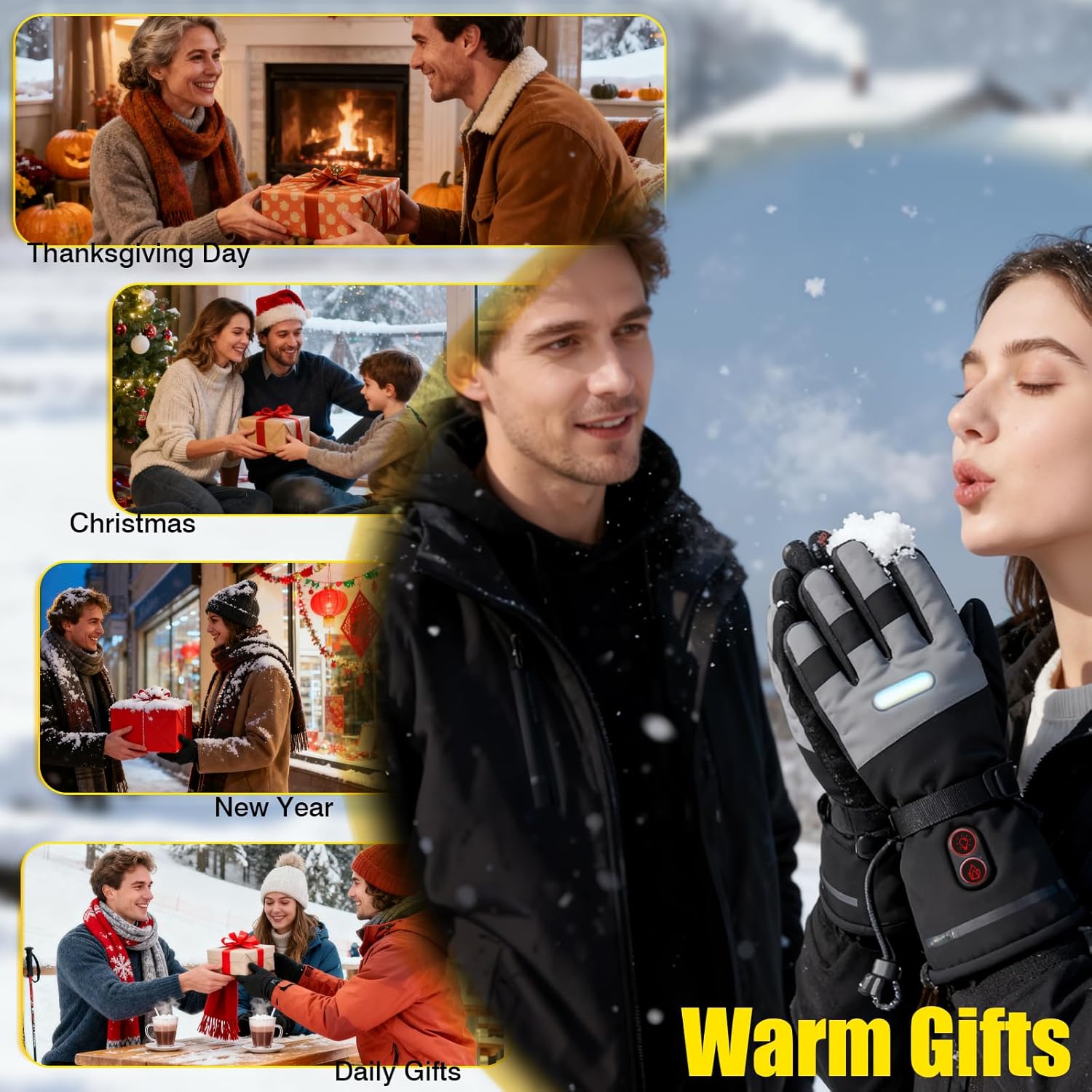 Heated Gloves with LED Flashlight, 7500mAh*2 Rechargeable Heated Gloves for Men Women, 3 Heating Modes with Touchscreen, Waterproof Electric Heated Ski Glove for Winter Outdoor Work Camping Arthritis - Image 8