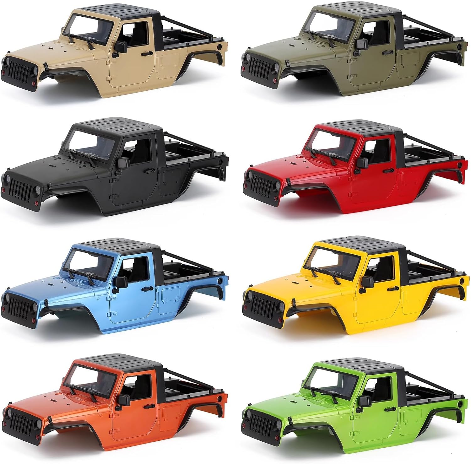 1/10 RC Pickup Body Shell Kit Unassembled - 313mm Wheelbase Wrangler Pickup Body,for RC Crawler Axial SCX10 SCX10 II 90046 DIY (Black)