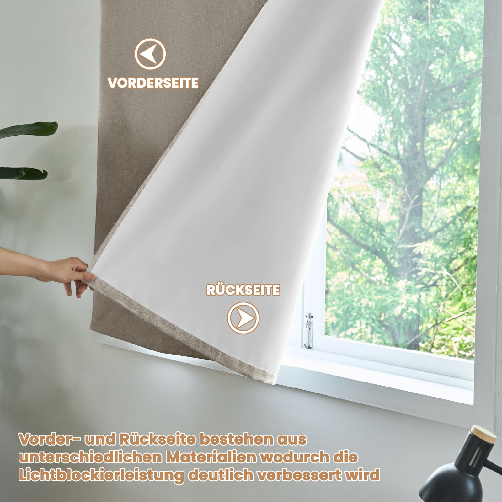 Jilron Tenda per Porta Opaca con Adesivo 100% Impermeabile Senza Forare per Interni Camera da Letto Soggiorno Protezione Solare per Finestre Protezione dal Calore (Caffè Chiaro-H182 x L64 cm