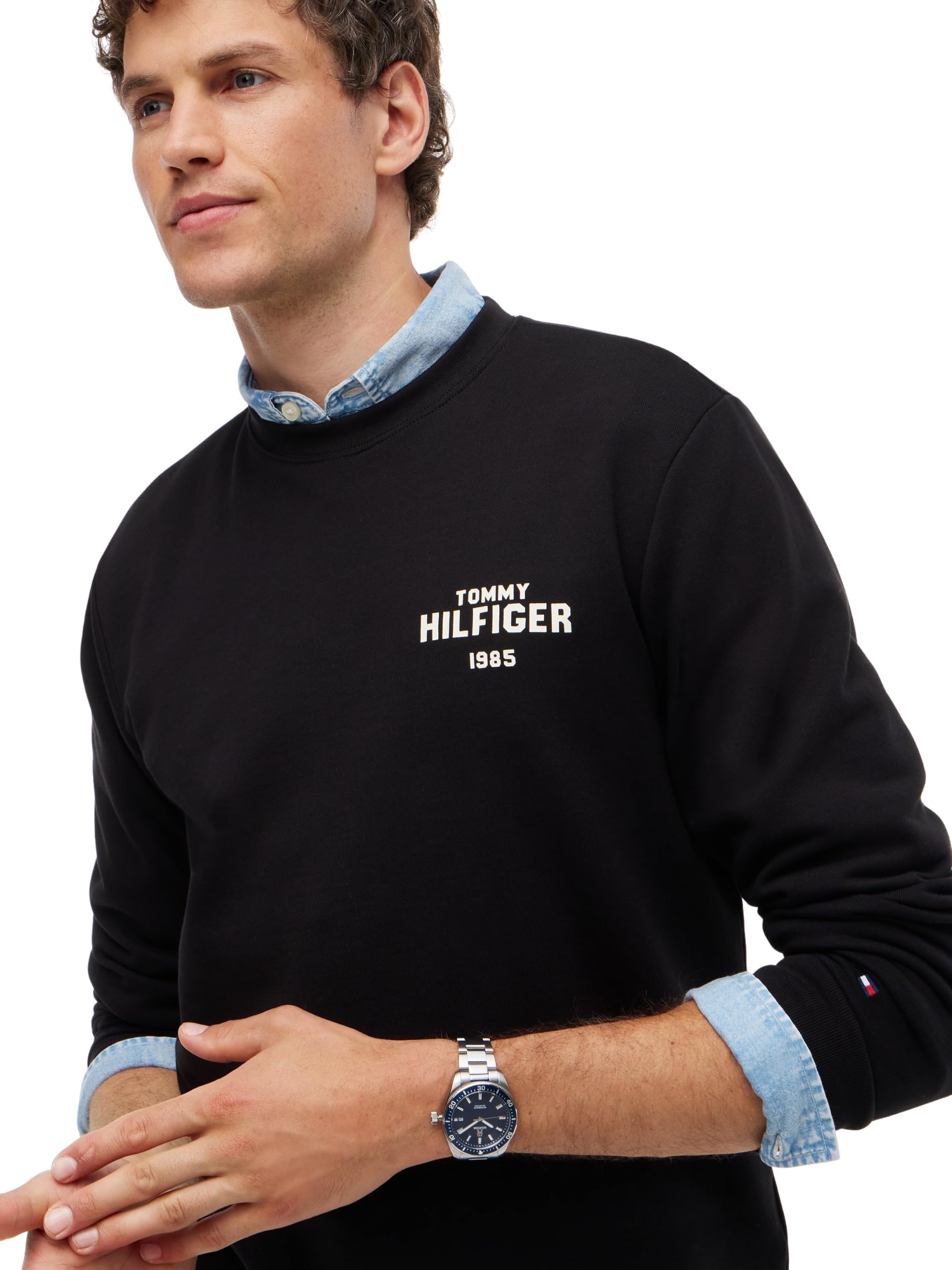 Tommy Hilfiger Hilfiger 1985 Ref Terry Crew Mw0mw44938 Felpa Pullover Uomo (Pacco da 1)