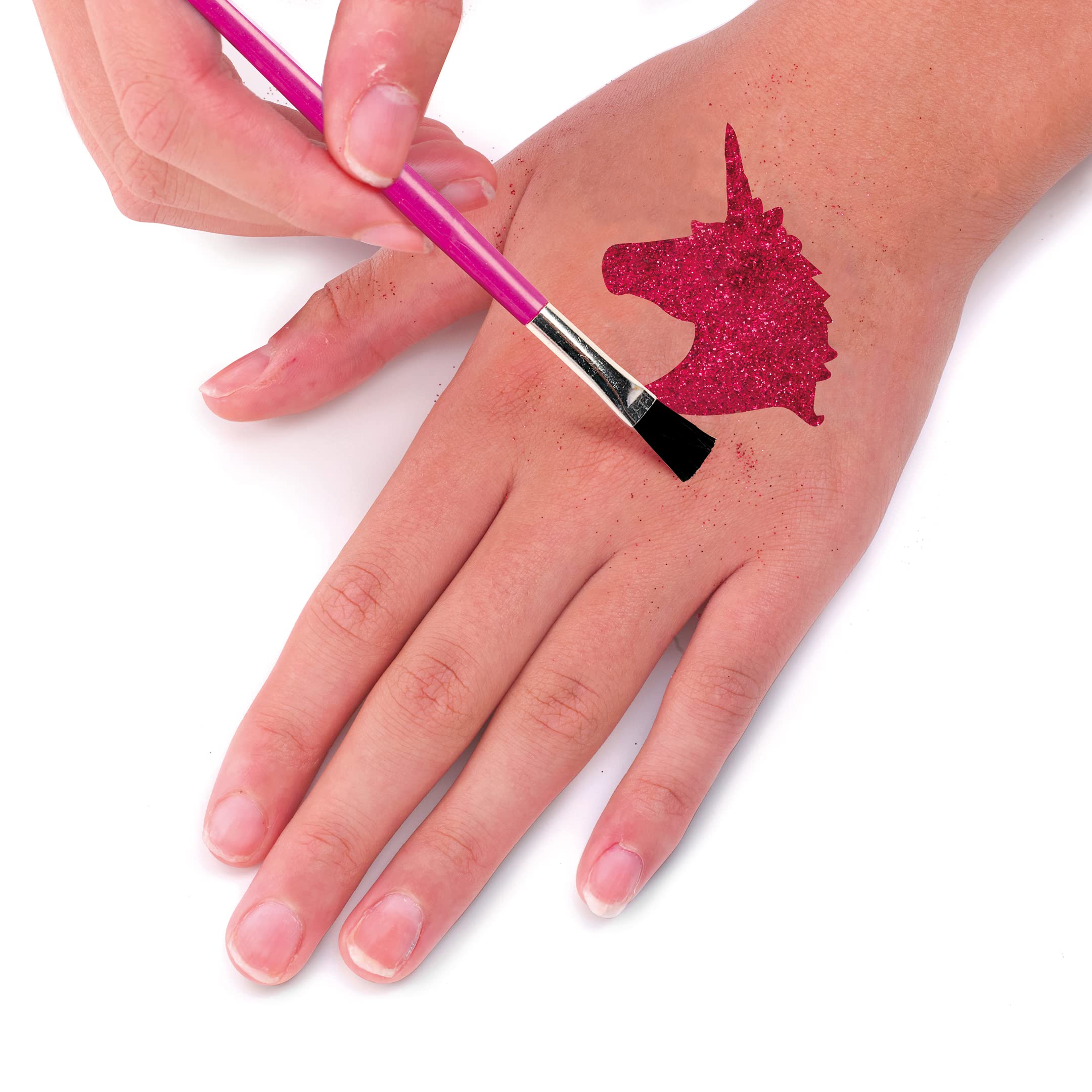 TOMY A FabLab, tymczasowy prezent dla dzieci zestaw do tatuażu brokatowego dla dziewczynek 7, 8, 9, 10, 11, 12 lat, E73284, różowy