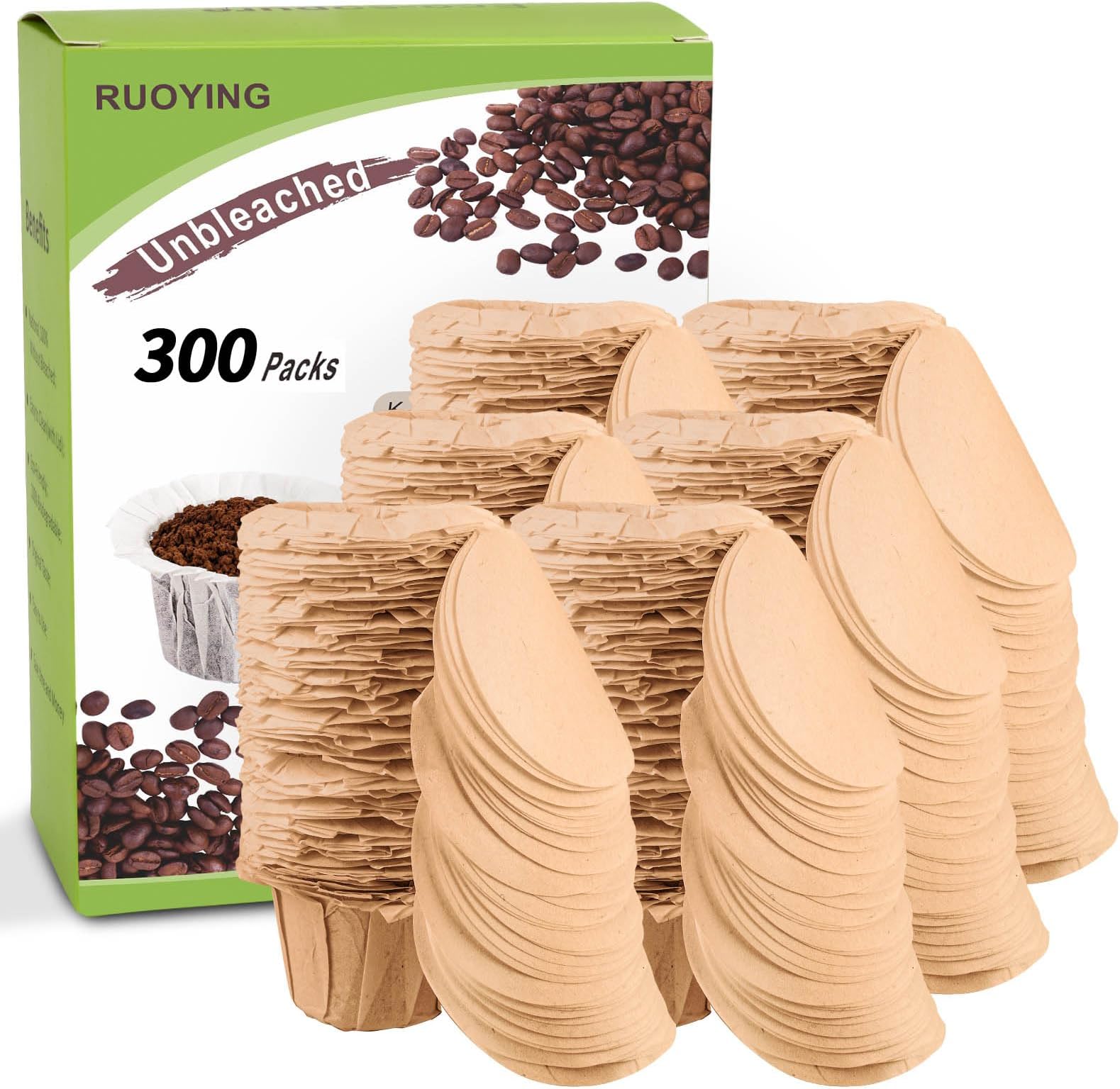 Unbleached K cup Disposable Paper Filters with Lid for Reusable K Cup Filters...
