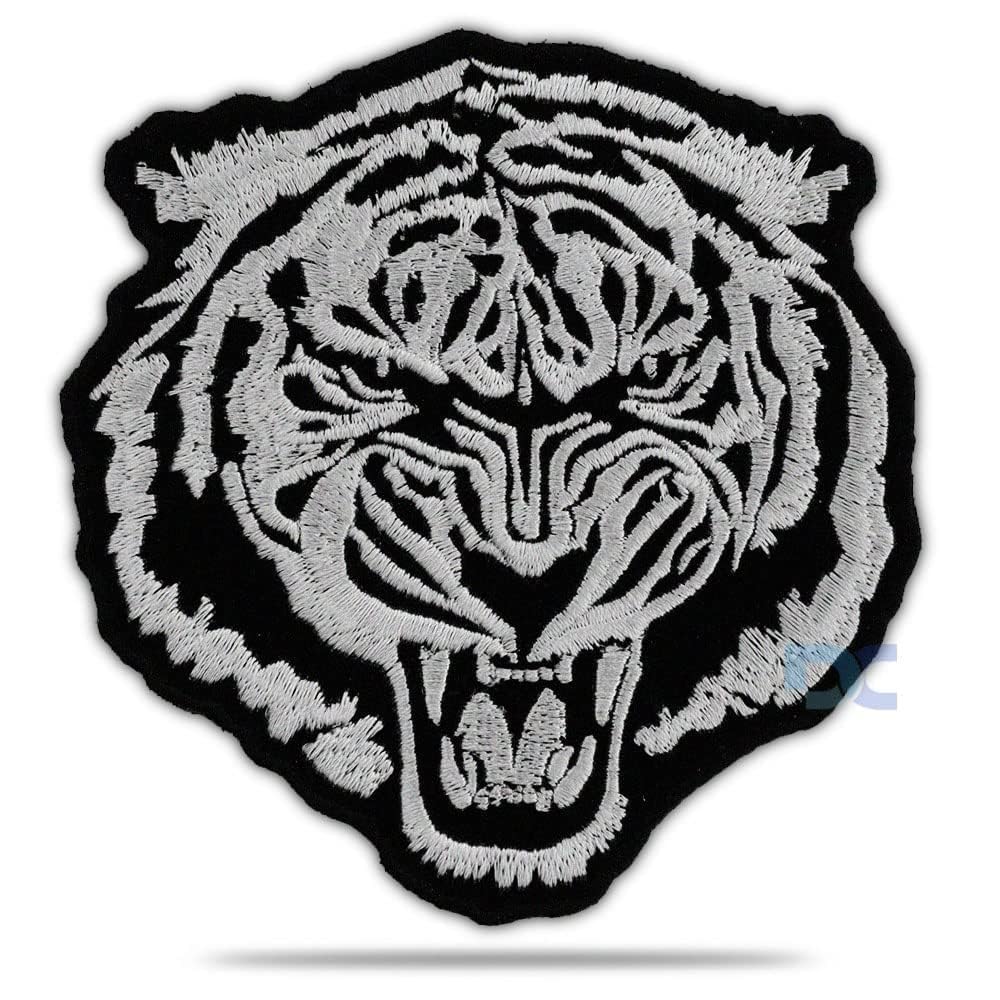 Daily Crafts Unisex Cool Unique Design Embroidered Iron On and Sew On Patch Badges Logos Emblems (Grey Tiger)
