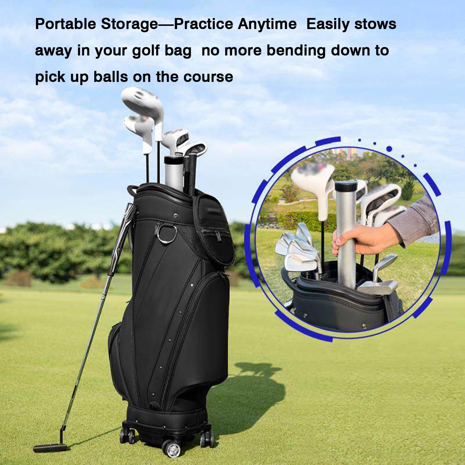 Tubo recuperador de Pelotas de Golf: recogedor de aleación de Aluminio liviano y fácil de Usar (no es Necesario doblarlo) — Diseño Desmontable de 3 Secciones