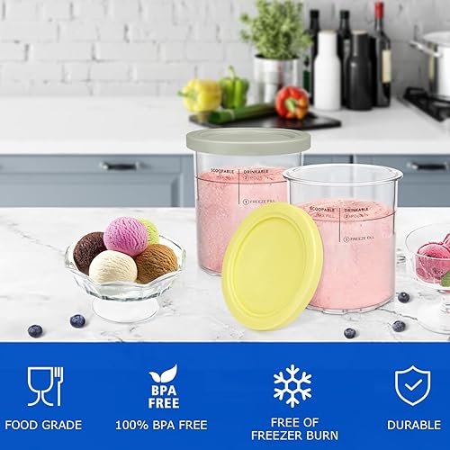 Miniatura 6 de LOMILD Recipientes de helado de 24 onzas, repuesto para pintas y tapas Ninja Creami Deluxe, paquete de 2, compatibles con máquinas de helados NC500