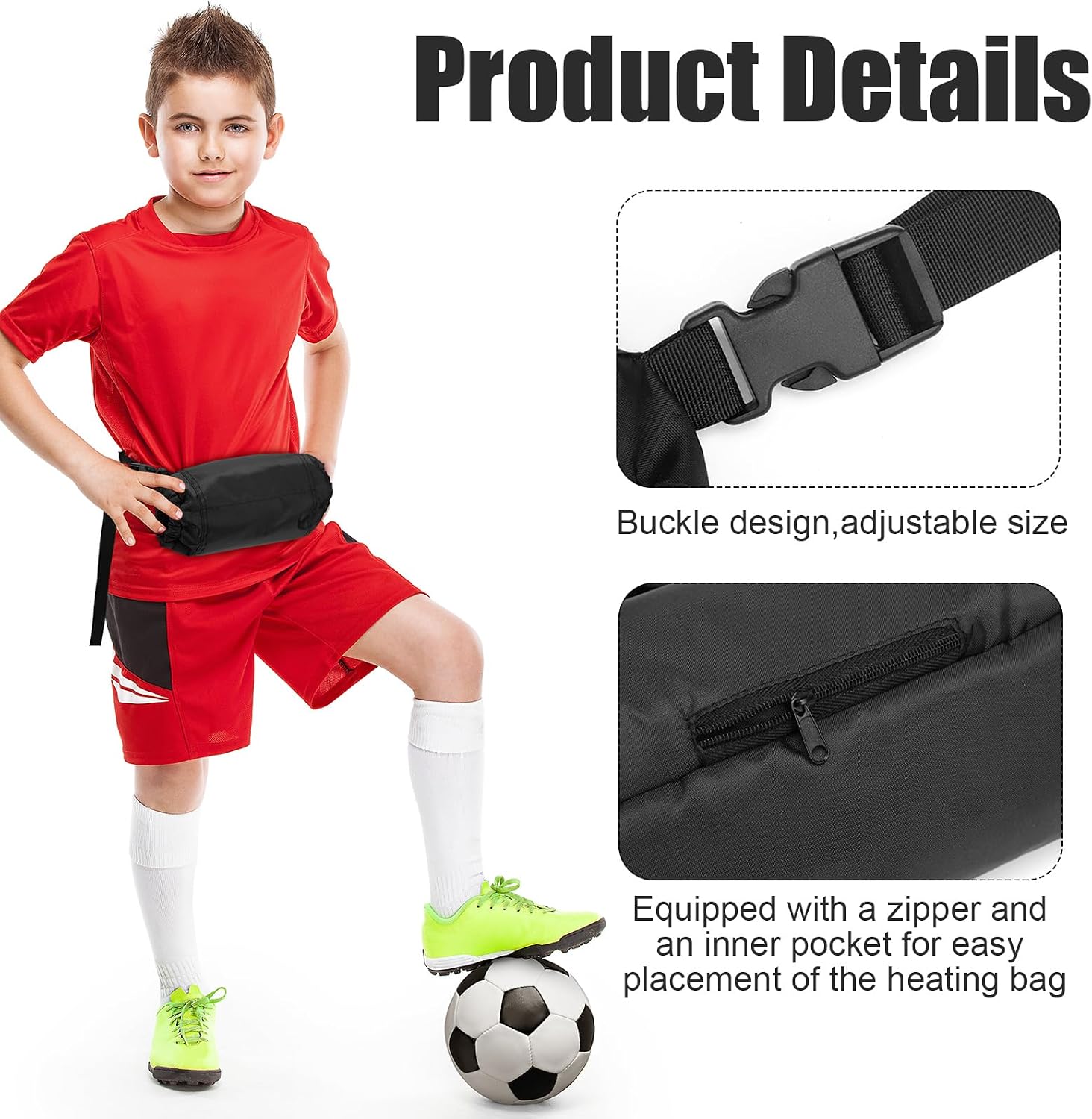 Cozypower 2 Pcs Football Hand Warmers Pouch Hand Muff Sports Pouch with Zipped Pocket and Adjustable Waist Strap Youth Kids Size Sports Warmer for Football, Baseball