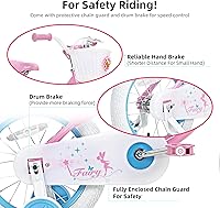 Vista 3 de JOYSTAR Fairy Girls Bike for Toddlers and Kids Ages 2-8 Years Old, 12 14 16 18 Inch Kids Bike with Training Wheels, Handbrake and Basket, Toddler