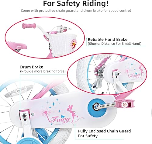 Miniatura 3 de JOYSTAR Fairy Girls Bike for Toddlers and Kids Ages 2-8 Years Old, 12 14 16 18 Inch Kids Bike with Training Wheels, Handbrake and Basket, Toddler