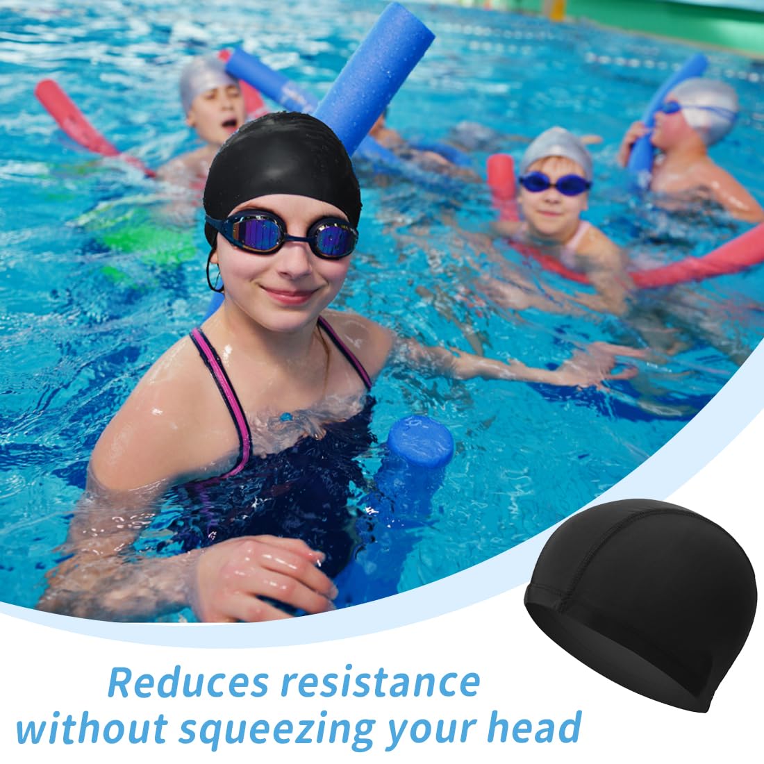 WeddHuis Gorro de Natación Elástico para Piscina Mujer Hombre Pelo Largo Corto