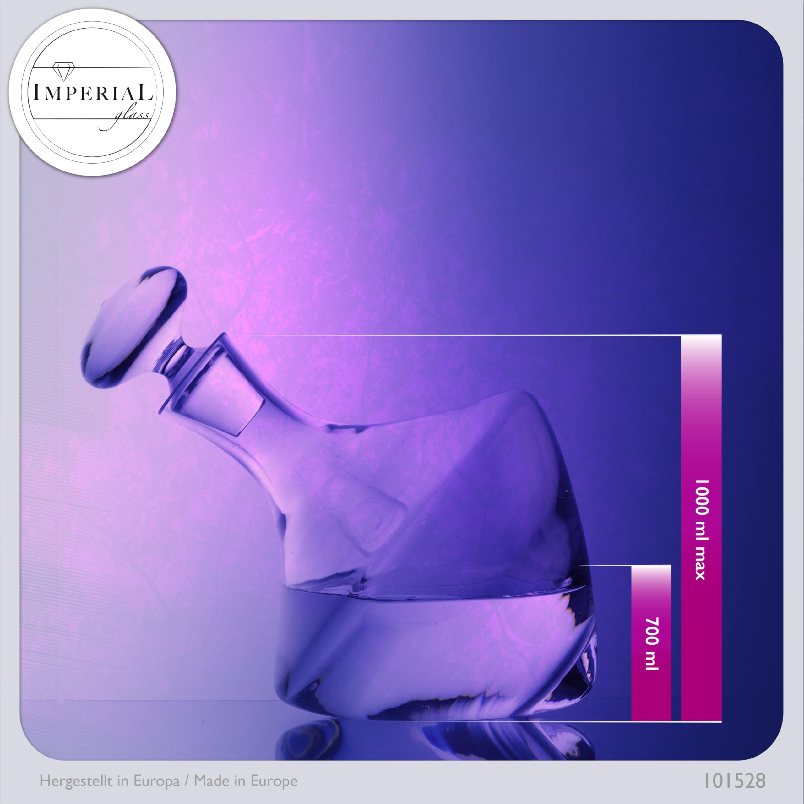 Weinkaraffe 1000ml Dekanter aus Crystalline Glas Serie "Rom" Weindekanter Handgefertigt Rotweinkaraffe