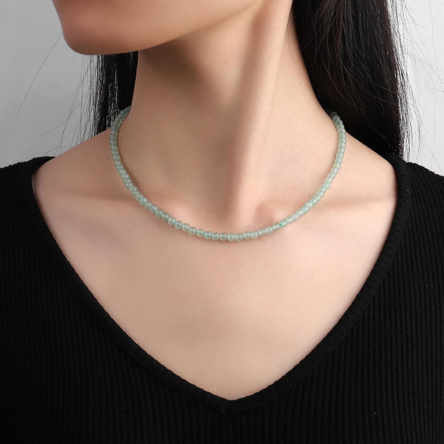 Crystal Necklaces for Women 4mm Handmade Natural Stone Choker Beaded Necklace Healing Crystal Necklace Gemstone Necklace Crystal Bead Necklace for Women - Image 3