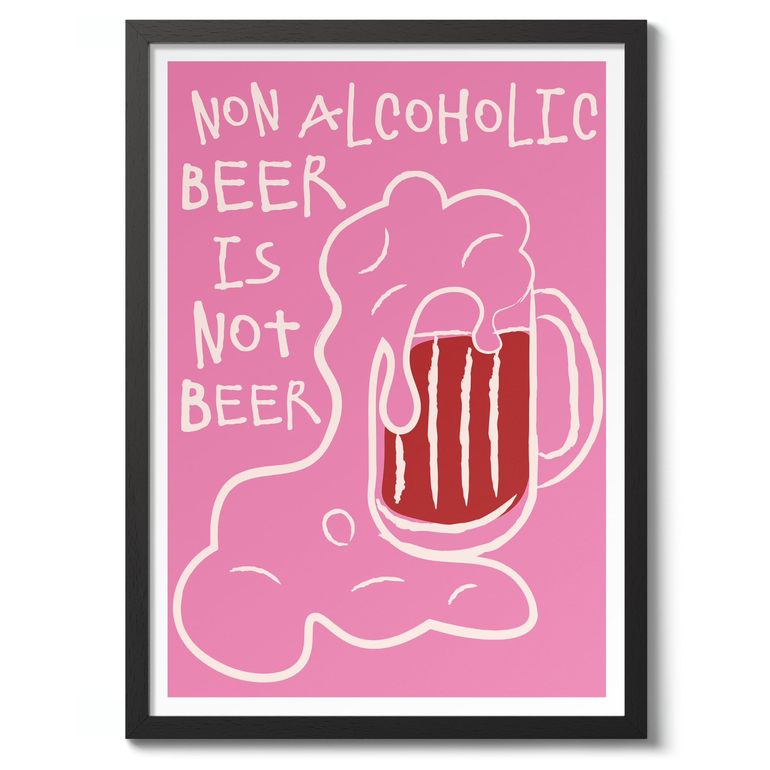 A1 Wanddekoration für Mädchenzimmer, alkoholfreies Bier, Hot Pink, adrett, 84,1 x 59,4 cm