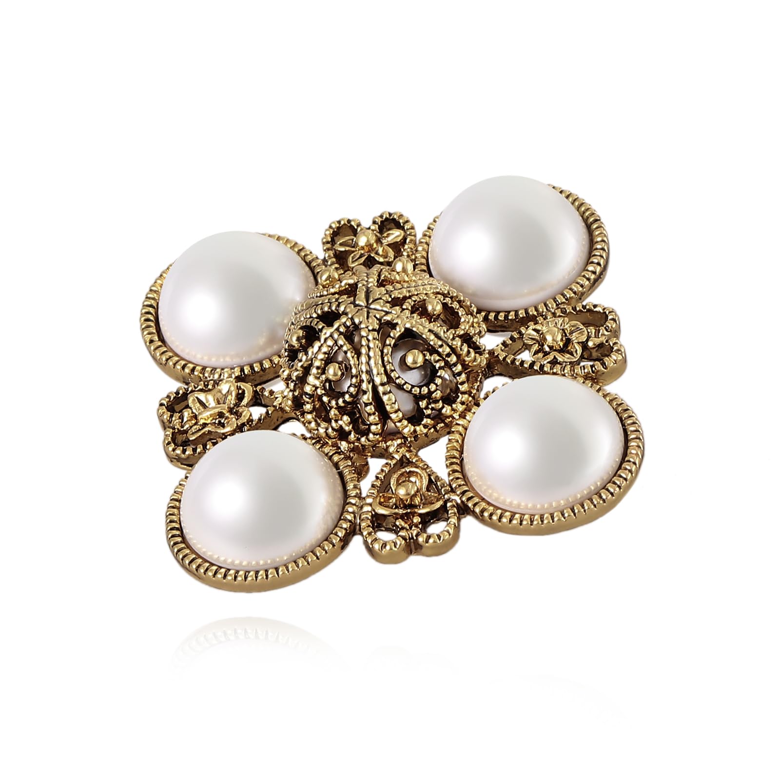 Spilla vintage barocca con perle, SHE'S FREE STYLE JUST FOR YOU [Dream Love] Squisita spilla in lega con perle accessorio per donne, spilla da donna in metallo retrò chic, con processo di placcatura
