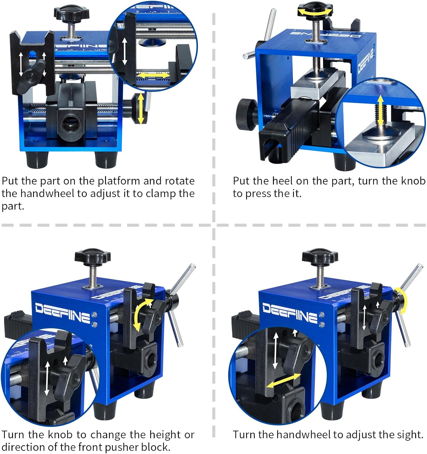 Universal Sight Pusher Tool for 1911 Glock Sig Springfield Handguns with Self Centering Clamping Design,Pistol Heavy Duty Front and Rear Sight Adjustment Removal Tool.