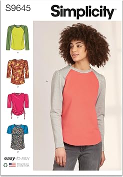 Simplicity SS9645A Misses Knit Tops Sewing Pattern Kit, Code S9645, Sizes XS-S-M-L-XL-XXL