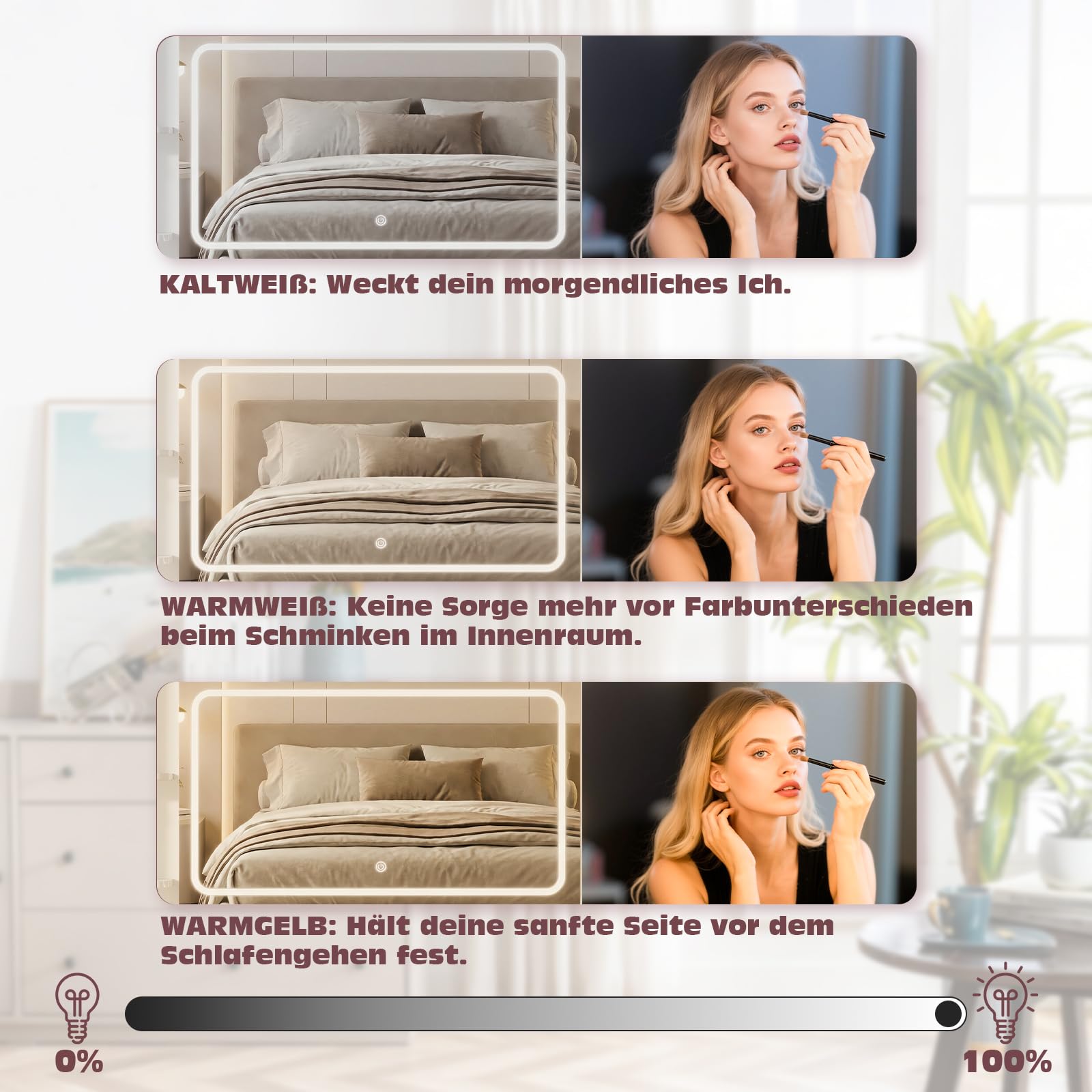 JUMMICO Schminktisch mit Spiegel und Licht, Eck Schminktisch L Hocker mit Beleuchtung LED 3 Farben, Make Up Table 120 breit mit 5 Schubladen und Steckdosen, Weiß