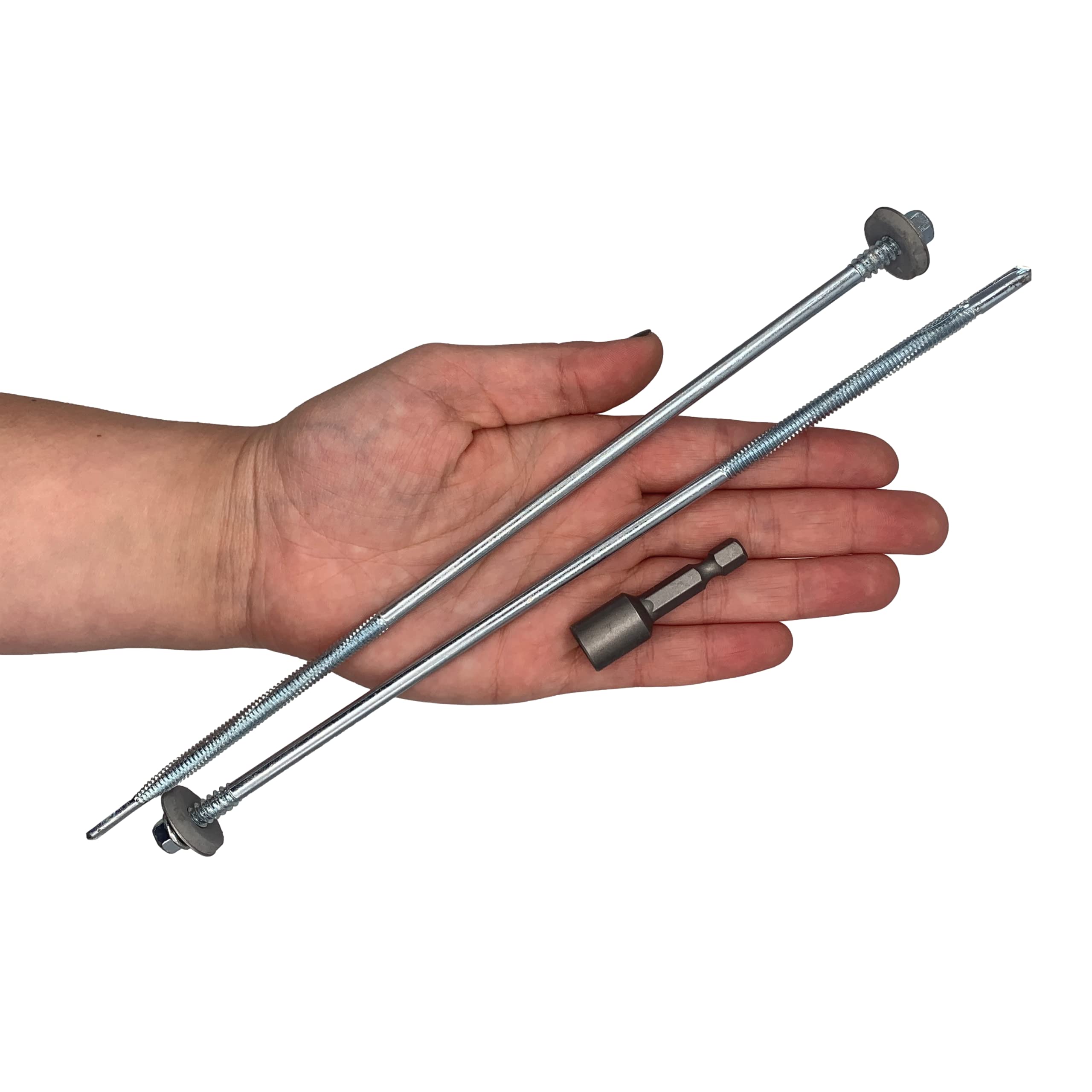 Lot de 30 vis auto-perceuses à tête hexagonale en acier zingué 5,5 x 240 mm avec rondelles EPDM pour fixer des panneaux sandwich (30, 5,5 x 240 mm)