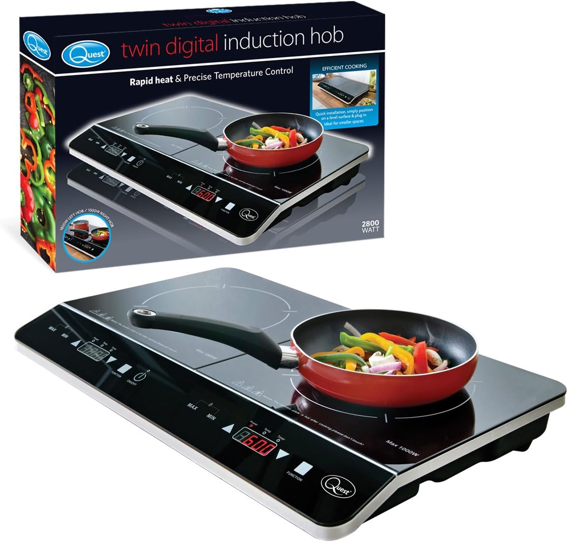 35840 Digital Double Induction Hob & Hot Plate / 10 Temperature Settings From 60-240°C/Touch Control with LED Display/Automatic Overheat Protection / 2800W
