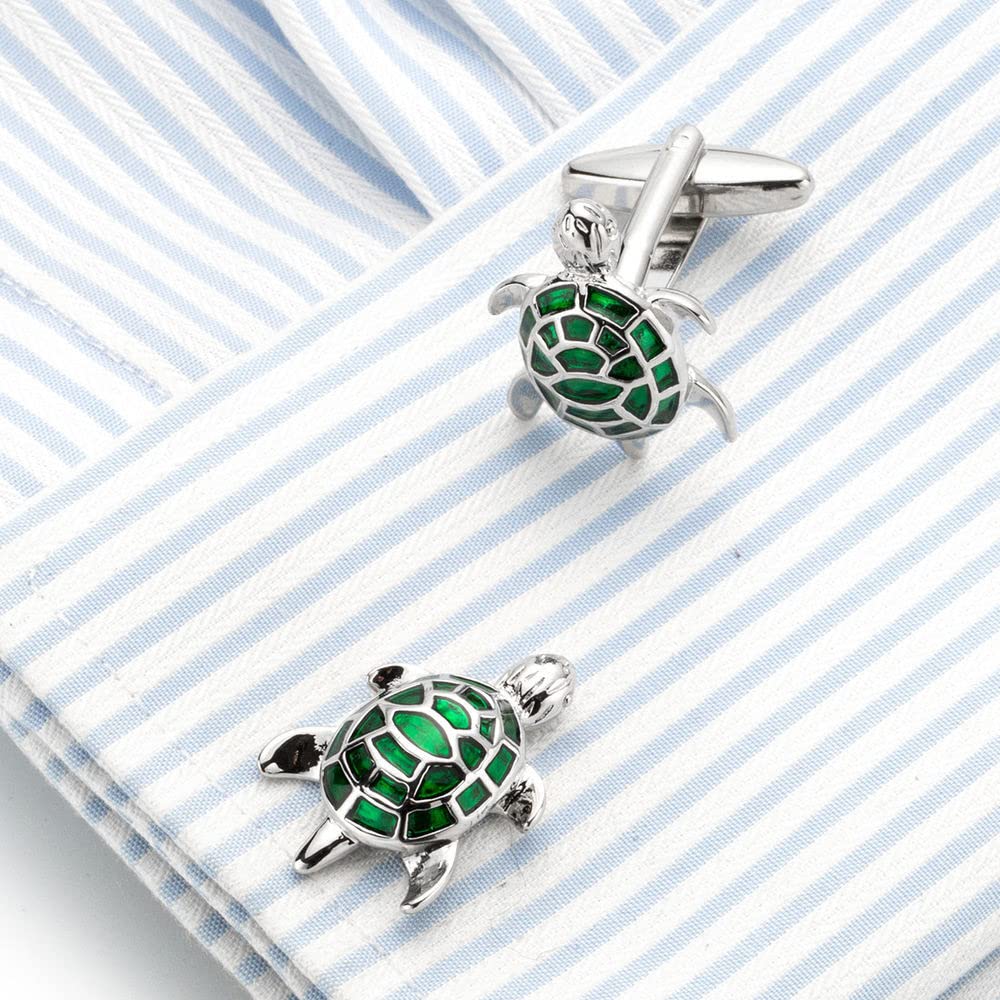 Gemelos de tortuga vintage con diamantes de imitación franceses con caja de regalo para hombres, fiestas, reuniones, bodas, uso diario
