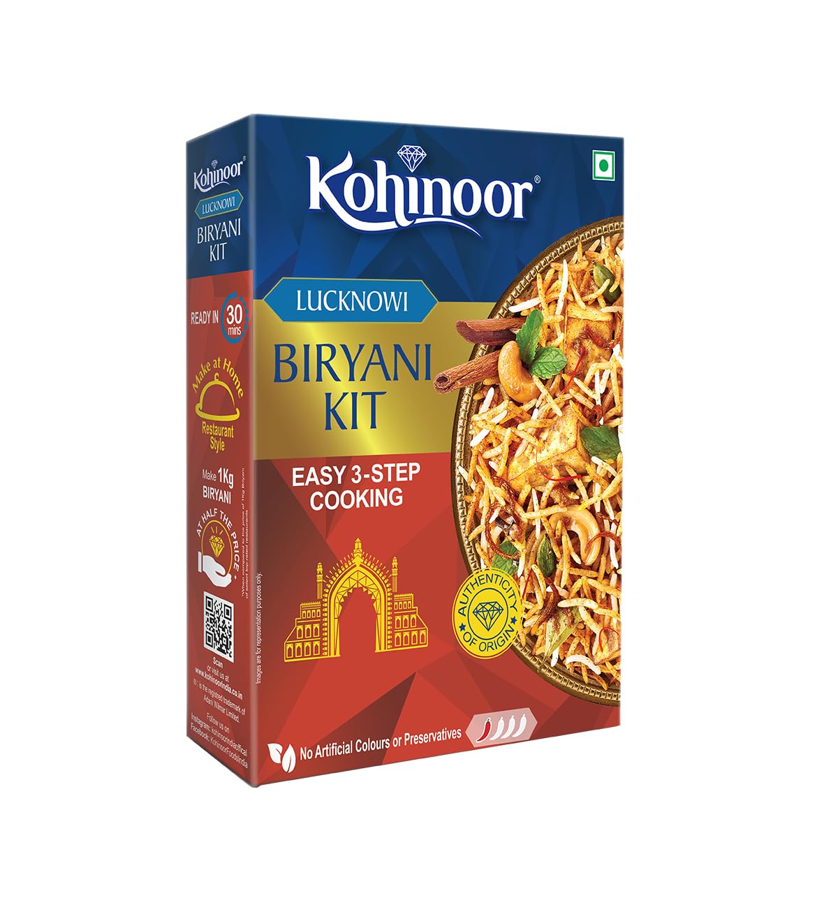Kohinoor Authentic Basmati Biryani Kit, Lucknowi | Easy 3-Step Recipe | Ready To Cook Biryani, 339g (B07XQHVTWL) Amazon Price History, Amazon Price Tracker