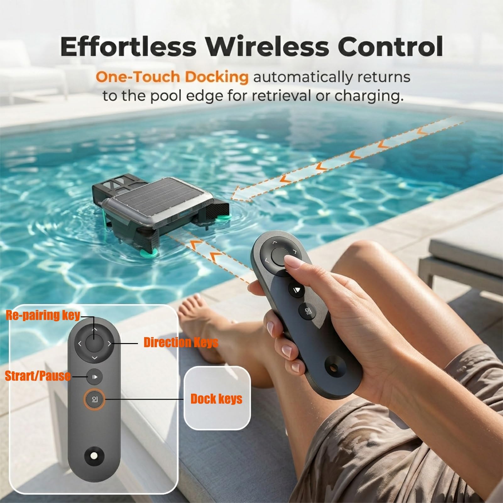Skimmer Solaire Automatique de Surface,Robot de Nettoyage de Piscine avec Moteur Brushless et Capacité 6L,Navigation Stable pour Débris Flottants,Nettoyeur Fiable