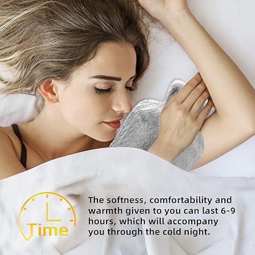 Miniatura 4 de Botella de agua caliente con tapa suave (2 litros), bolsa de agua caliente clásica de goma para calambres, alivio del dolor de cuello, hombros,